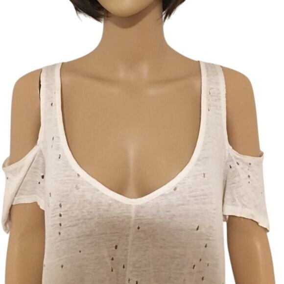 Olivaceous -- Cold Shoulder Linen Blend Top or Coverup - Picture 3 of 16